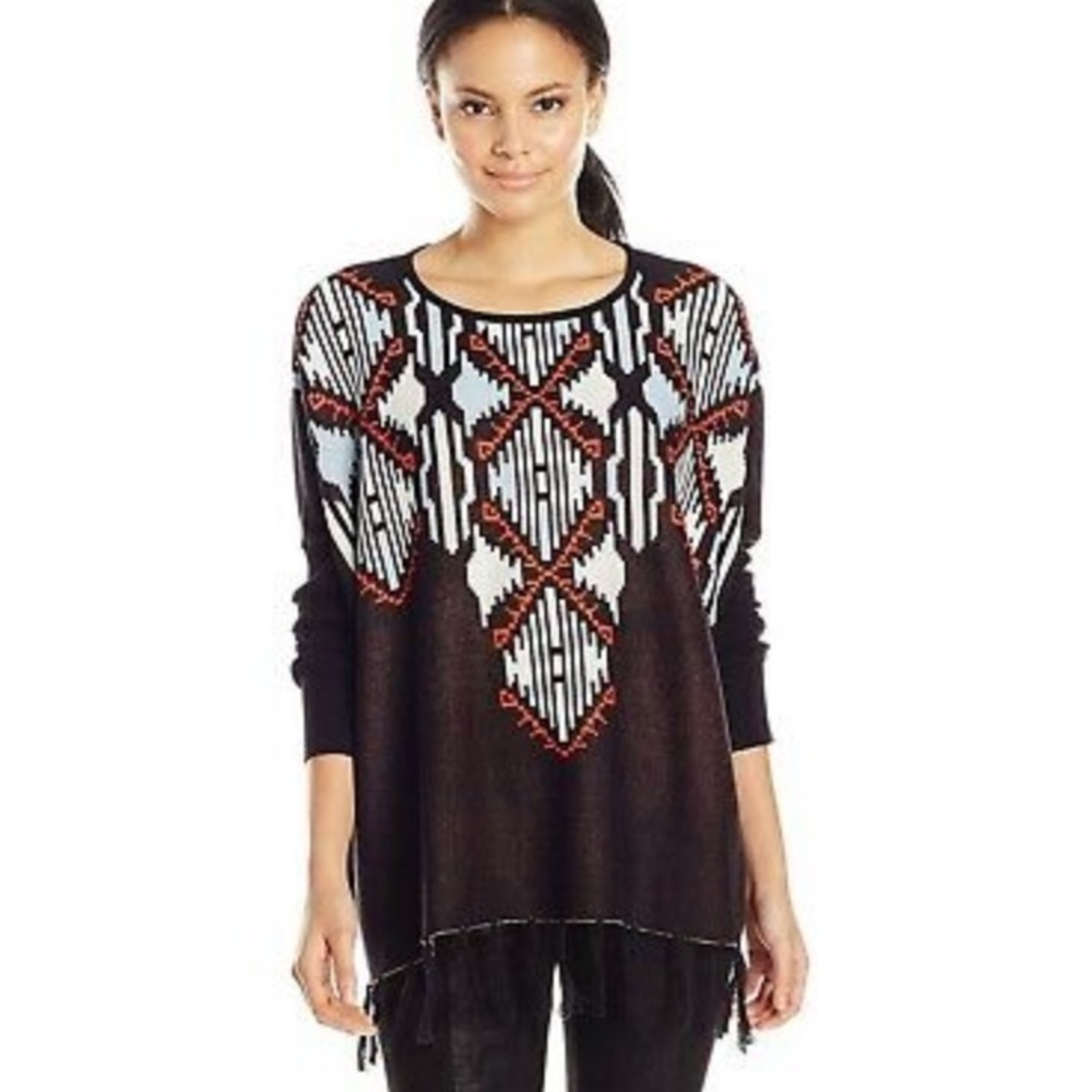 Kensie Boho Oversized Geometric Sweater